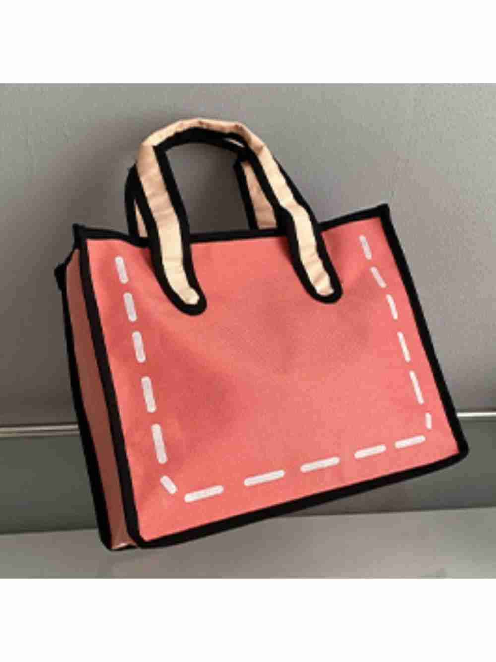 Bolso De Hombro Bidimensional Rosado De Dibujos Animados
