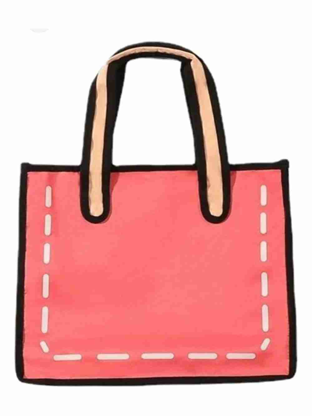 Bolso De Hombro Bidimensional Rosado De Dibujos Animados