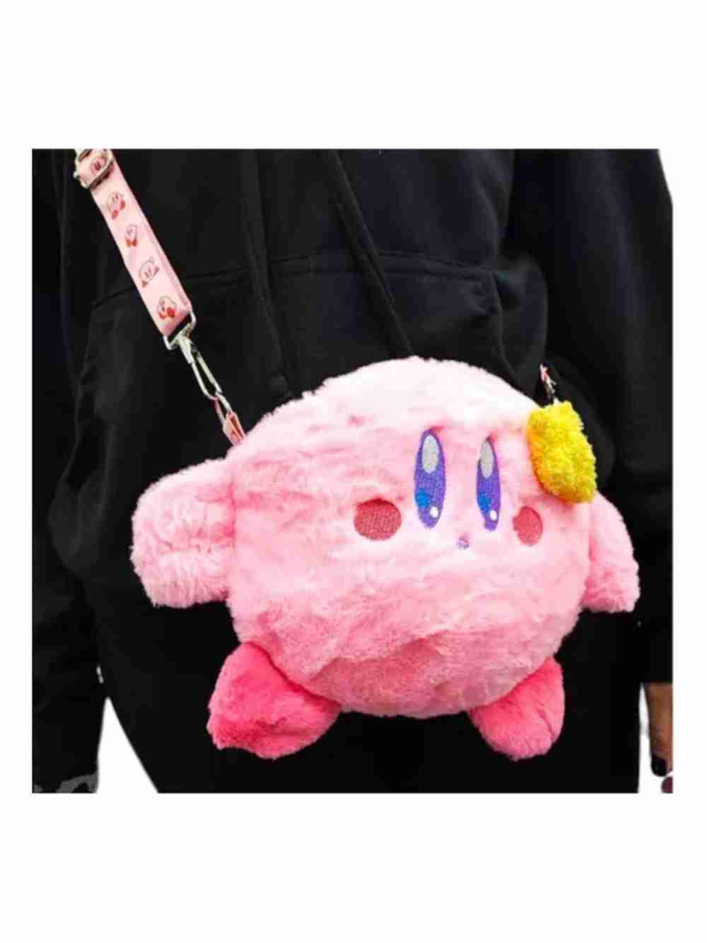 Bolso Bandolera Cartera De Felpa Kirby Rosado