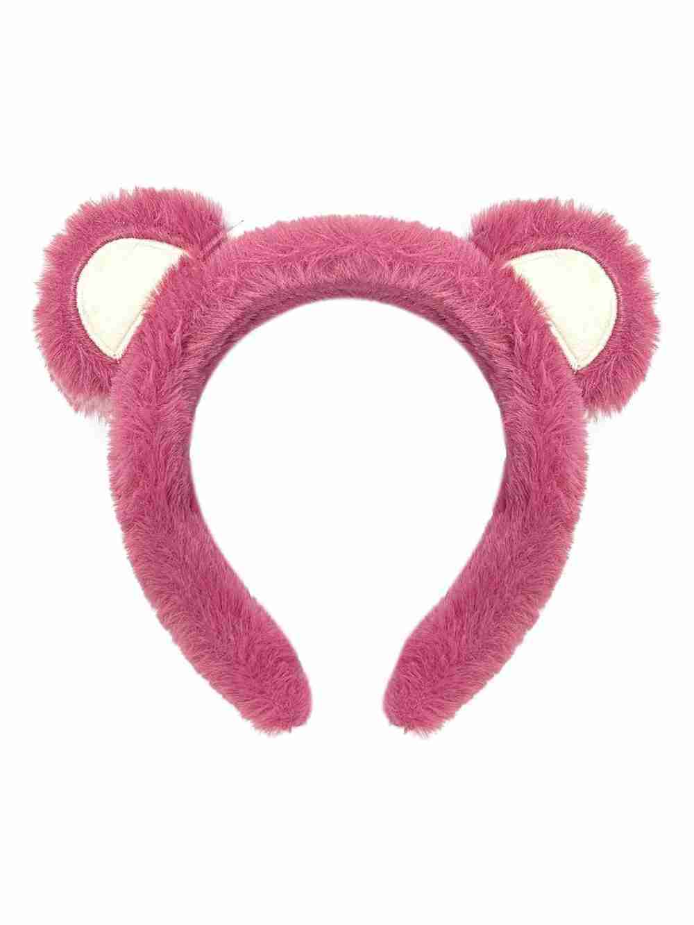 Cintillo Diadema Aro De Felpa Orejas De Oso Rosado Oscuro