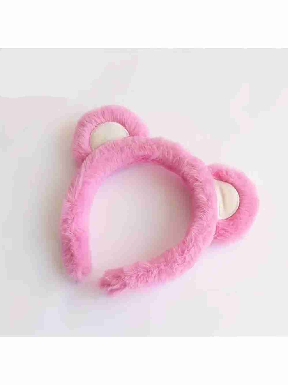 Cintillo Diadema Aro De Felpa Orejas De Oso Rosado