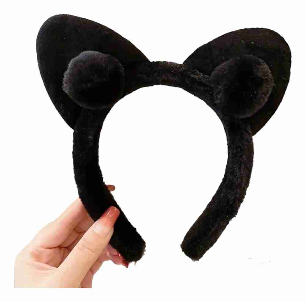 879837-MLV72826007330_112023 Cintillo Diadema Aro De Felpa Orejas De Gato Negro