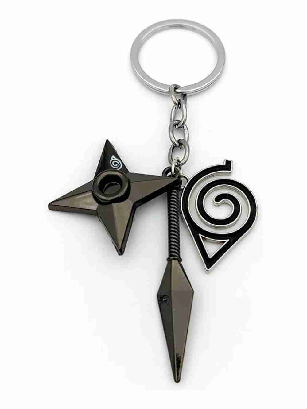 Llavero Símbolo Konoha Negro Shuriken Kunai Naruto Shippuden