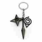 Llavero Símbolo Konoha Negro Shuriken Kunai Naruto Shippuden