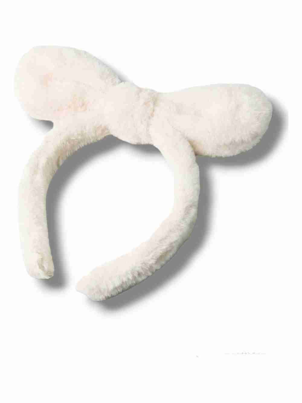 Cintillo Diadema Aro De Felpa Blanco Orejas De Conejo