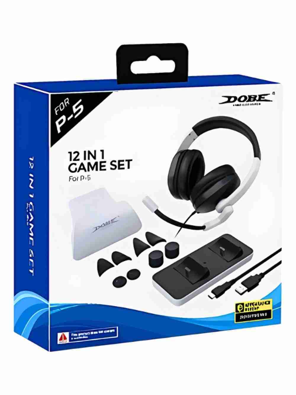 Set 12 En 1 Para Playstation 5 Ps5 Dobe Audífono Base Carga