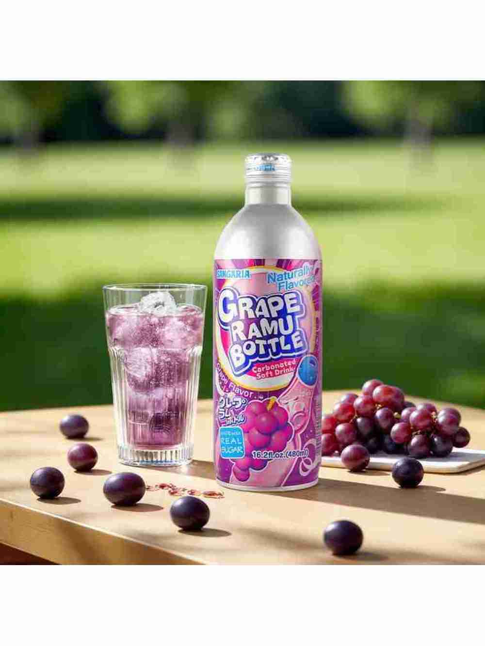 Grape Ramu Bottle Carbonated Soft Drink 480ml Sangaria
