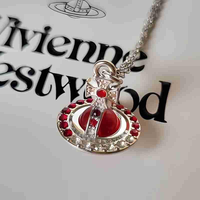 973658-MLV88807787558_082025 Collar Mini Orbe Nana Saturno Rojo Vivienne Wetswood 1.5cm