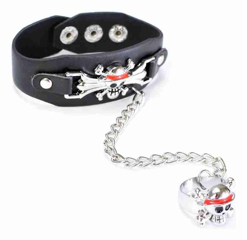 925479-MLV95843279633_102025 Pulsera De Cuero Con Anillo Luffy One Piece