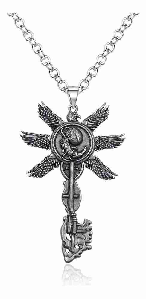 917390-MLV106098198617_012026 Collar Plateado Llave De 6 Alas Resident Evil Village