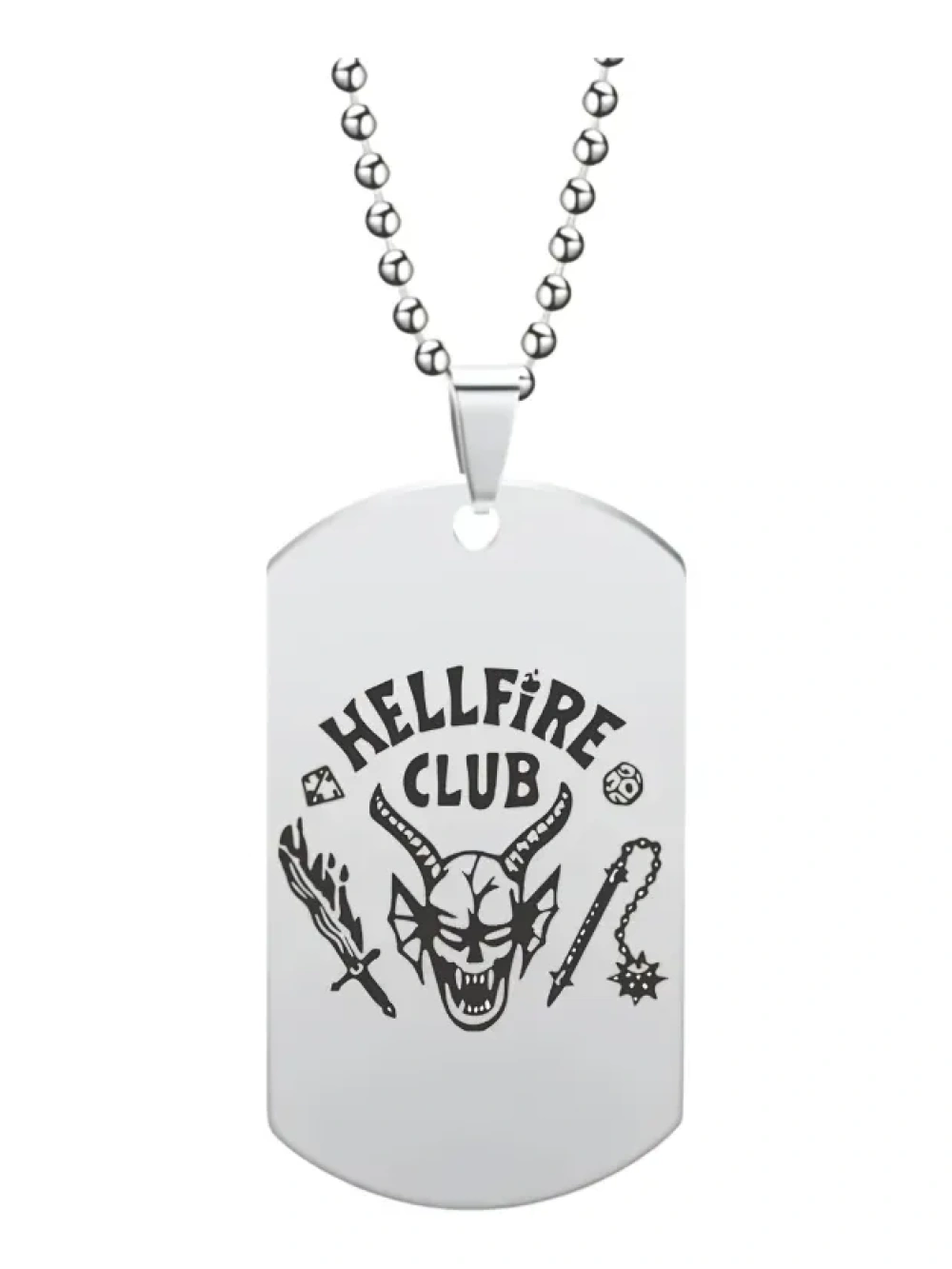 Collar Plateado Placa Hellfire Club Stranger Things